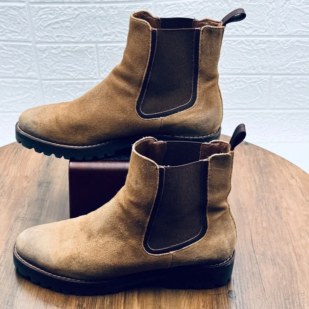 Thursday Boot Co. Rogue Chelsea Boots Suede Tan Brown Men's Size 10.5 Lug Sole